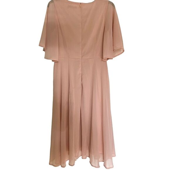 Boohoo Light Pink Flutter Sleeve V-Neck Midi Dress, Wedding Guest, Size 6 - Picture 11 of 13
